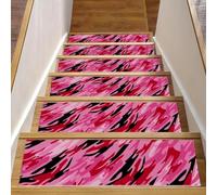 Eslifey Lot de 15 tapis d'escalier militaires antidérapants pour marches en bois, 76,2 x 20,3 cm, pour chiens, enfants, personnes âgées avec adhésif réutilisable - Rose camouflage