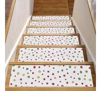 Eslifey Lot de 15 tapis d'escalier ronds et colorés pour marches en bois, 76,2 x 20,3 cm, antidérapants pour chiens, enfants, personnes âgées avec adhésif réutilisable