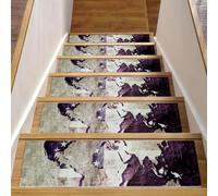 Eslifey Lot de 15 tapis d'escalier vintage avec adhésif réutilisable pour marches en bois, 76,2 x 20,3 cm, antidérapant pour intérieur et chien, enfants, personnes âgées