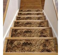 Eslifey Lot de 15 tapis d'escalier vintage avec adhésif réutilisable pour marches en bois, 76,2 x 20,3 cm, antidérapant pour intérieur et chien, enfants et personnes âgées