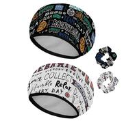 Eslifey Lot de 2 bonnets de douche réutilisables avec chouchous pour femmes, bonnet de bain élastique imperméable pour cheveux longs, style rétro sport Go You Win Slam Dunk Team Basketball
