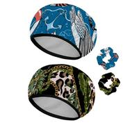 Eslifey Lot de 2 bonnets de douche réutilisables avec chouchous pour femmes, bonnet de bain élastique imperméable pour cheveux longs, motif ancre de poisson nautique