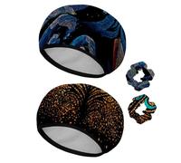 Eslifey Lot de 2 bonnets de douche réutilisables avec chouchous pour femmes, bonnet de bain élastique imperméable pour cheveux longs, baleines et ancre, phare, vague de mer et bateau