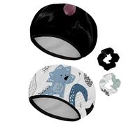 Eslifey Lot de 2 bonnets de douche réutilisables avec chouchous pour femmes, bonnet de bain élastique imperméable pour cheveux longs, Cane Corso Italiano motif chien noir