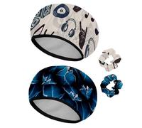 Eslifey Lot de 2 bonnets de douche réutilisables avec chouchous pour femmes, bonnet de bain élastique imperméable pour cheveux longs, accessoires de musique, casque de musique, disque CD, motif plaque