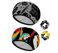 Eslifey Lot de 2 bonnets de douche réutilisables avec chouchous pour femmes, bonnet de bain élastique imperméable pour cheveux longs, jour des morts, motif oiseau rose diamant