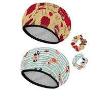 Eslifey Lot de 2 bonnets de douche réutilisables avec chouchous pour femmes, bonnet de bain élastique imperméable pour cheveux longs, rouge voiture française