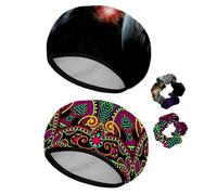 Eslifey Lot de 2 bonnets de douche réutilisables avec chouchous pour femmes, bonnet de bain élastique imperméable pour cheveux longs, galaxie, planète, terre, mars