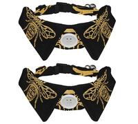 Eslifey Lot de 2 colliers pour chien avec nœud papillon, collier de smoking formel réglable avec collier de chemise amovible, colliers pour petits animaux de compagnie, abeille dorée abstraite