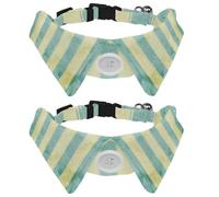 Eslifey Lot de 2 colliers pour chien avec nœud papillon, collier de smoking formel réglable avec collier de chemise amovible, colliers pour petits animaux de compagnie, rayures jaunes et bleues