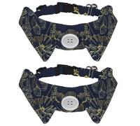 Eslifey Lot de 2 colliers pour chien avec nœud papillon, collier de smoking formel réglable avec collier de chemise amovible, colliers pour petits animaux de compagnie, motif coquelicot doré