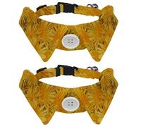 Eslifey Lot de 2 colliers pour chien avec nœud papillon, collier de smoking formel réglable avec collier de chemise amovible, colliers pour petits animaux de compagnie, fleurs de chrysanthème jaune