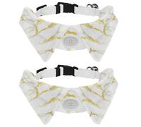 Eslifey Lot de 2 colliers pour chien avec nœud papillon - Collier de smoking formel réglable avec collier de chemise amovible - Colliers pour petits animaux de compagnie - Marbre à paillettes dorées