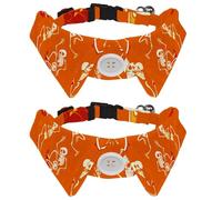Eslifey Lot de 2 colliers pour chien avec nœud papillon, collier de smoking formel réglable avec collier de chemise amovible, colliers pour petits animaux de compagnie, squelette d'Halloween en orange