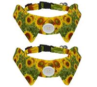 Eslifey Lot de 2 colliers pour chien avec nœud papillon, collier de smoking formel réglable avec collier de chemise amovible, colliers pour petits animaux de compagnie, fleur jaune tournesol