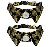 Eslifey Lot de 2 colliers pour chien avec nœud papillon, collier de smoking formel réglable avec collier de chemise amovible, colliers pour petits animaux de compagnie, motif à pois ronds dorés