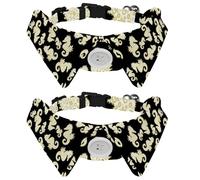 Eslifey Lot de 2 colliers pour chien avec nœud papillon, collier de smoking formel réglable avec collier de chemise amovible, colliers pour petits animaux de compagnie, motif hippocampe doré