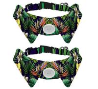 Eslifey Lot de 2 colliers pour chien avec nœud papillon, collier de smoking formel réglable avec collier de chemise amovible, colliers pour petits animaux de compagnie, feuilles de palmier tropicales