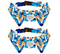 Eslifey Lot de 2 colliers pour chien avec nœud papillon, collier de smoking formel réglable avec collier de chemise amovible, colliers pour petits animaux de compagnie, papillon bleu orange