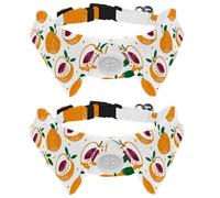 Eslifey Lot de 2 colliers pour chien avec nœud papillon, collier de smoking formel réglable avec collier de chemise amovible, colliers pour petits animaux de compagnie, motif pêche orange