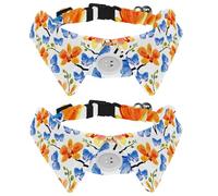 Eslifey Lot de 2 colliers pour chien avec nœud papillon, collier de smoking formel réglable avec collier de chemise amovible, colliers pour petits animaux de compagnie, papillon bleu, fleur orange