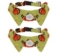 Eslifey Lot de 2 colliers pour chien avec nœud papillon, collier de smoking formel réglable avec collier de chemise amovible, colliers pour petits animaux de compagnie, motif de dinde Happy