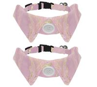 Eslifey Lot de 2 colliers pour chien avec nœud papillon, collier de smoking formel réglable avec collier de chemise amovible, colliers pour petits animaux de compagnie, marbre rose doré