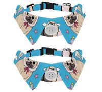 Eslifey Lot de 2 colliers pour chien avec nœud papillon et clochette, collier amusant avec motif carlin « Be a Unicorn » réglable pour petits animaux de compagnie