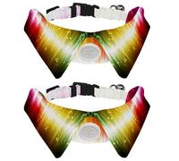 Eslifey Lot de 2 colliers pour chien avec nœud papillon et clochette, design futuriste abstrait lumineux musique réglable à revers pour chat pour petits animaux de compagnie