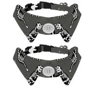 Eslifey Lot de 2 colliers pour chien avec nœud papillon et clochette, drôle, esquisse, fossiles, dinosaures, dessin animé, motif dinosaure de dessin animé, design à revers réglable, collier pour