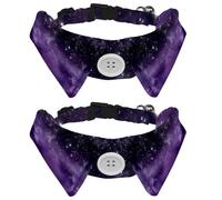 Eslifey Lot de 2 colliers pour chien avec nœud papillon et clochette, galaxie spatiale, univers violet, design réglable à revers pour petits animaux de compagnie