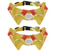 Eslifey Lot de 2 colliers pour chien avec nœud papillon et clochette, jaune, rouge, orange, citron, réglable, design à revers pour petits animaux de compagnie