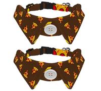 Eslifey Lot de 2 colliers pour chien avec nœud papillon et clochette, jolie tranche de pizza avec motif tomates et salami réglable pour petits animaux de compagnie