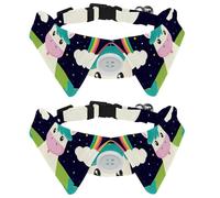 Eslifey Lot de 2 colliers pour chien avec nœud papillon et clochette, licorne amusante, vache arc-en-ciel, motif You Are Magical réglable à revers pour petits animaux de compagnie