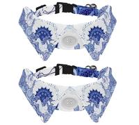 Eslifey Lot de 2 colliers pour chien avec nœud papillon et clochette, licorne fantaisie, nuage, mandala, bleu et blanc, motif réglable à revers pour petits animaux de compagnie