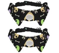 Eslifey Lot de 2 colliers pour chien avec nœud papillon et clochette, mignon dessin animé crâne et os, motif Halloween réglable à revers pour chat et chat