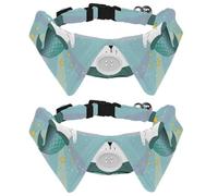 Eslifey Lot de 2 colliers pour chien avec nœud papillon et clochette, mignon dessin animé, sirène, licorne, chat, réglable, design à revers pour petits animaux de compagnie