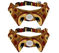 Eslifey Lot de 2 colliers pour chien avec nœud papillon et clochette, motif abstrait ethnique africain, éléphant, girafe à revers réglable, collier pour petits animaux de compagnie