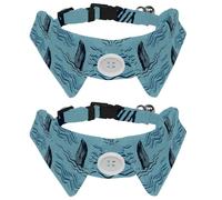 Eslifey Lot de 2 colliers pour chien avec nœud papillon et clochette, motif aileron de requin, motif vague, collier réglable à revers pour chat pour petits animaux de compagnie
