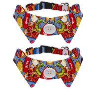 Eslifey Lot de 2 colliers pour chien avec nœud papillon et clochette, motif American Delicious Fat Food réglable à revers pour petits animaux de compagnie