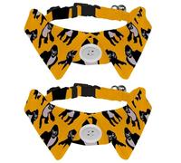 Eslifey Lot de 2 colliers pour chien avec nœud papillon et clochette, motif gorilles à revers réglable pour petits animaux de compagnie