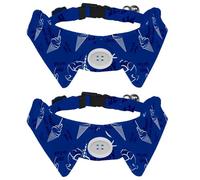 Eslifey Lot de 2 colliers pour chien avec nœud papillon et clochette, motif « Happy New Year » bleu crème glacée réglable pour petits animaux de compagnie