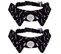Eslifey Lot de 2 colliers pour chien avec nœud papillon et clochette, motif hirondelle, étoile à pois, collier réglable pour petits animaux de compagnie