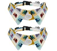 Eslifey Lot de 2 colliers pour chien avec nœud papillon et clochette, motif icônes de voiture, collier réglable à revers pour chat pour petits animaux de compagnie