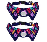 Eslifey Lot de 2 colliers pour chien avec nœud papillon et clochette, motif paix et amour, collier réglable pour petits animaux de compagnie