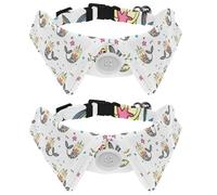 Eslifey Lot de 2 colliers pour chien avec nœud papillon et clochette, motif sirène, licorne, poisson, étoile à revers réglable pour petits animaux de compagnie