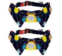 Eslifey Lot de 2 colliers pour chien avec nœud papillon et clochette, motif système solaire, univers, planète, galaxie, collier réglable à revers pour petits animaux de compagnie