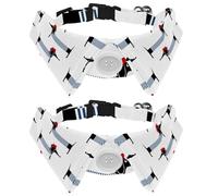 Eslifey Lot de 2 colliers pour chien avec nœud papillon et clochette, motif teckel parisien, réglable, pour petits animaux de compagnie