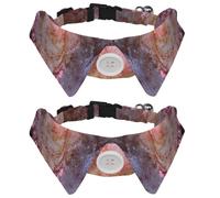Eslifey Lot de 2 colliers pour chien avec nœud papillon et clochette, motif univers spatial, galaxie, design à revers réglable, collier pour petits animaux de compagnie