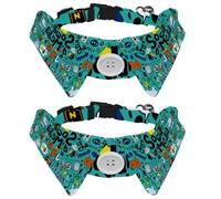 Eslifey Lot de 2 colliers pour chien avec nœud papillon et clochette, musique, médias sociaux, design à revers réglable pour petits animaux de compagnie